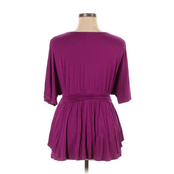 Kiyonna Top Promenade Style Magenta Purple Flutter Sleeves 1X Empire Waistline - Picture 7 of 11